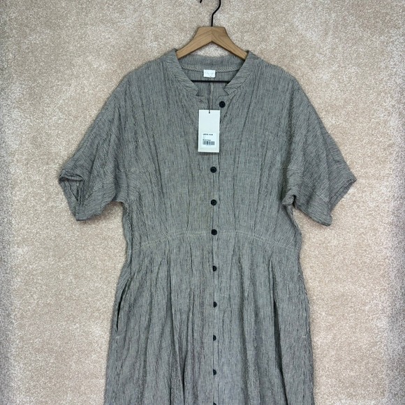 NWT POETRY 100% Linen Dress Size 10 Maxi Striped‎ Minimalist Lagenlook - Picture 2 of 11
